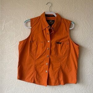 Women’s vintage y2k 2003 Harley Davidson orange vest xl